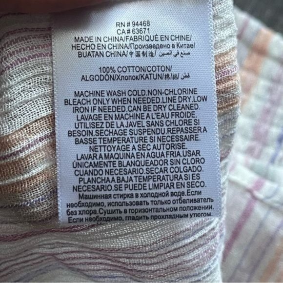 BCBGeneration Multicolor Square Neckline Smocked Long Sleeve Top Size M - Picture 6 of 7